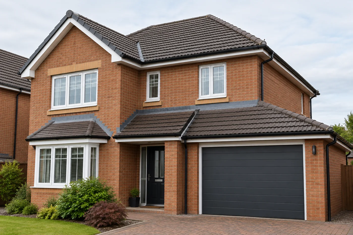 Domestic tiled roof and eaves