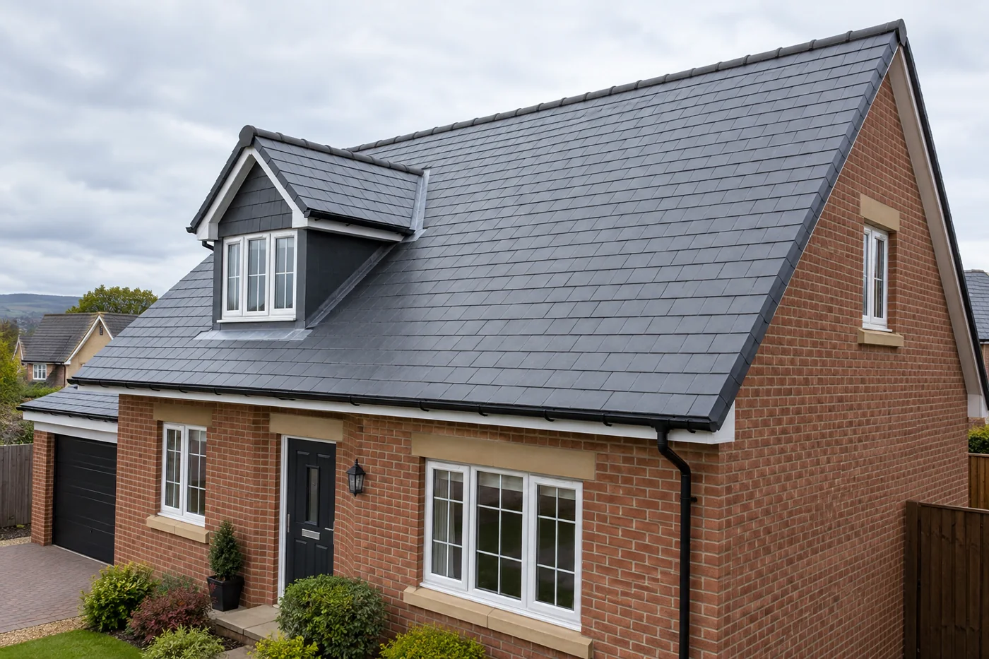 Natural slate roof and ridge