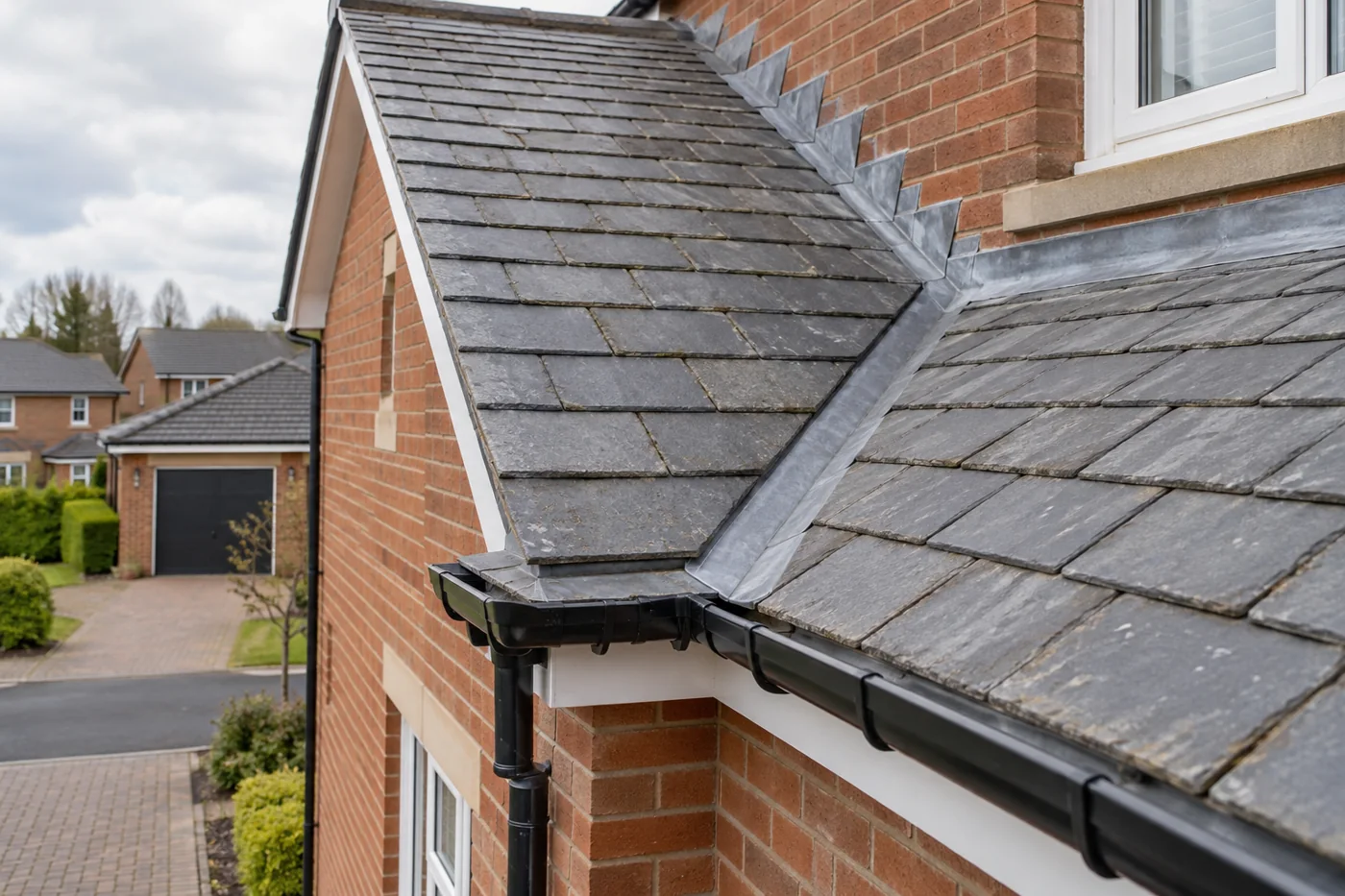 Roof covering, flashing and eaves condition detail