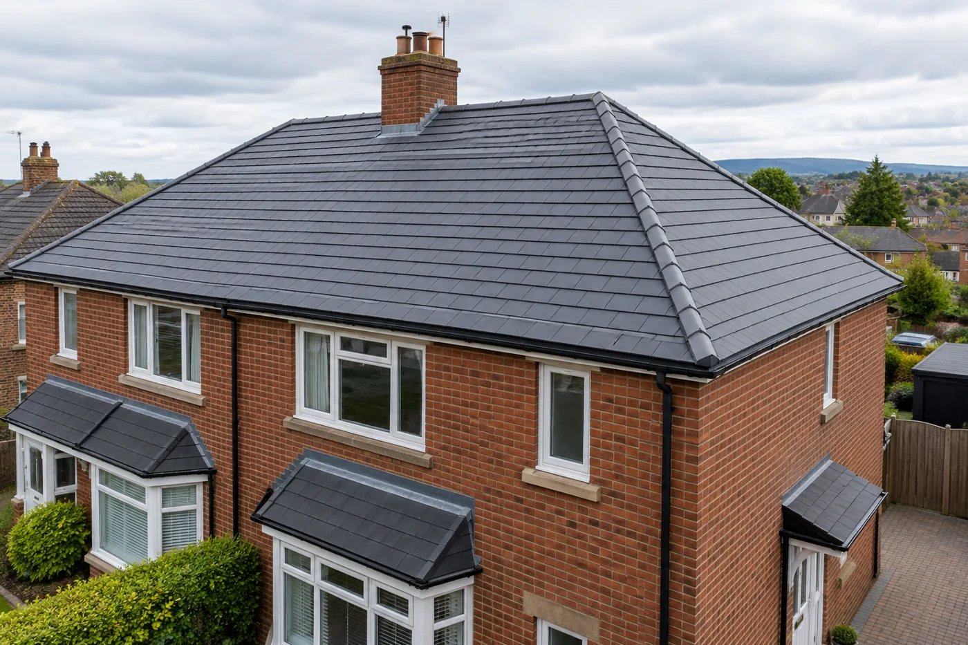 Complete pitched roof with ridge and eaves