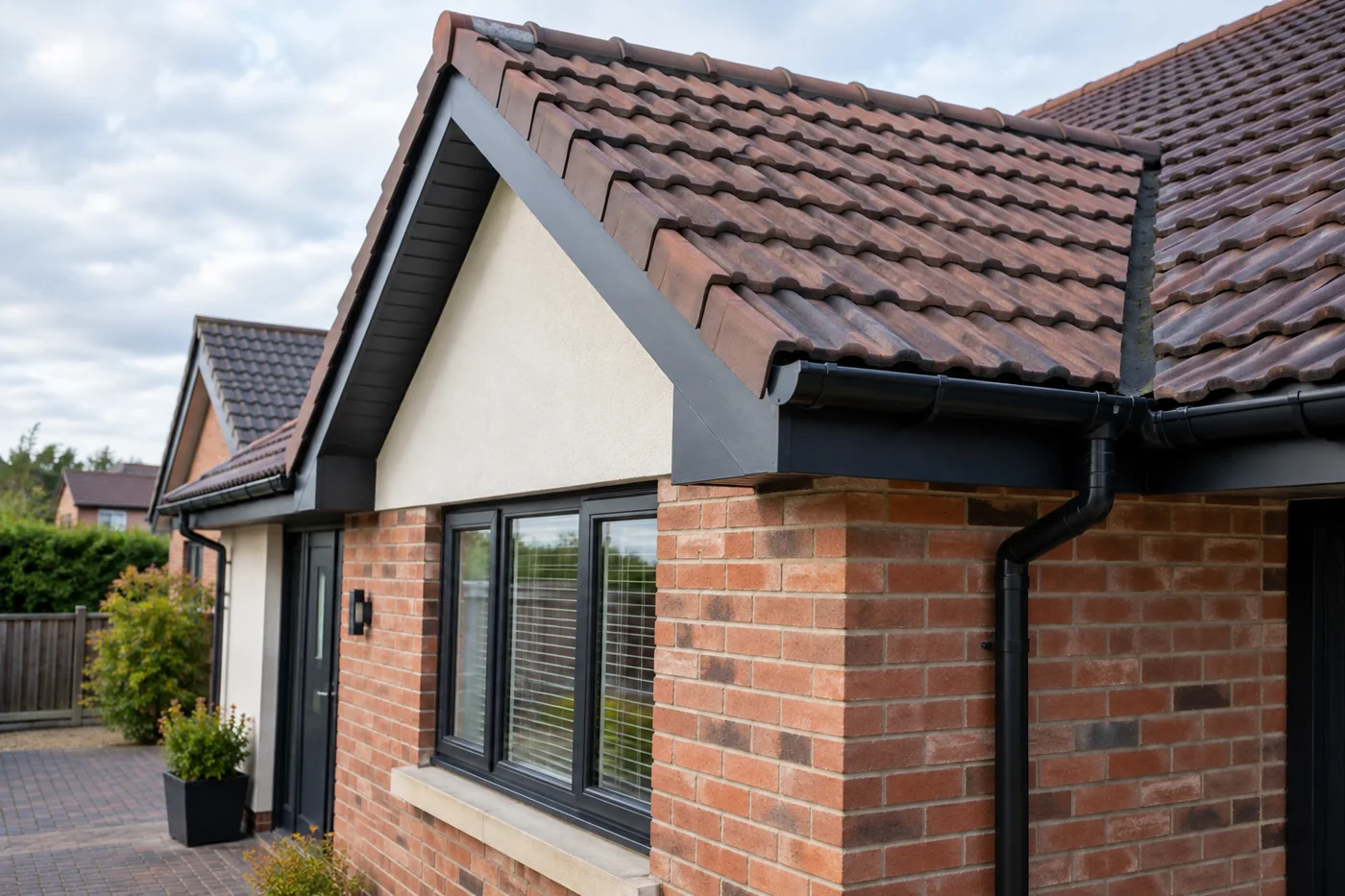 Tiled roof eaves and verge